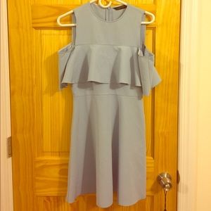 Zara sky blue off the shoulder skater dress